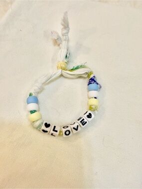 Kids 'Love' Beaded Friendship Bracelet in White and Pastel